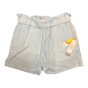 C&C CALIFORNIA NWT Ladies Light Blue Paper Bag Linen Shorts Size S